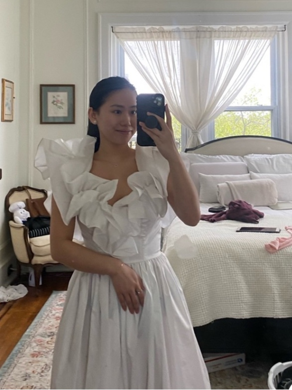 White Off-Shoulder Ruffle Ball Gown Dress - Picture 12 of 12